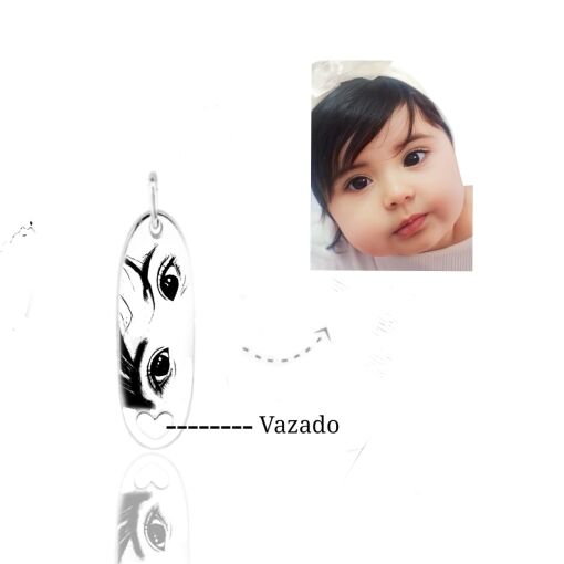 Pingente Olhar Oval Coração Vazado Personalizável Prata 925