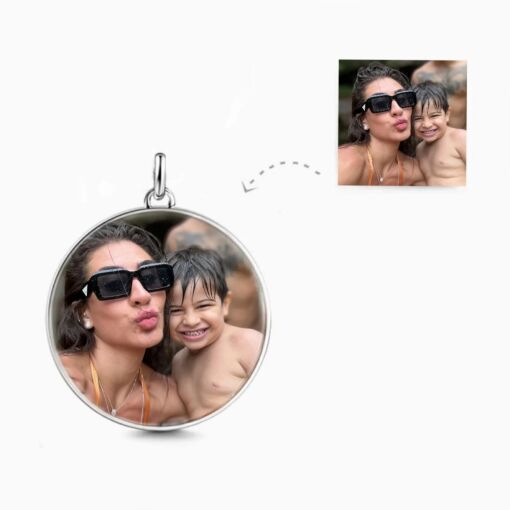 Pingente de Prata Foto Colorida Sem Aro Personalizável
