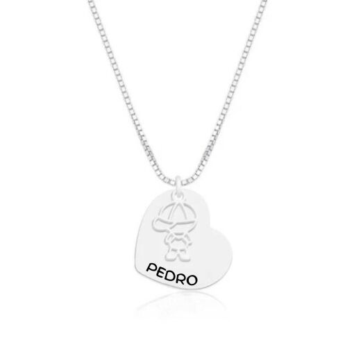 Colar Filhos Coração Personalizável Prata 925