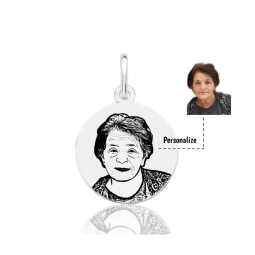 Pingente de Prata Medalha Foto Personalizável