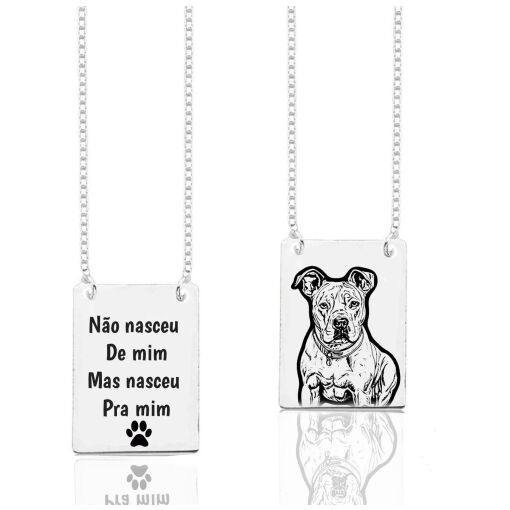 Escapulário Retangular Foto e Frase Personalizável Prata 925