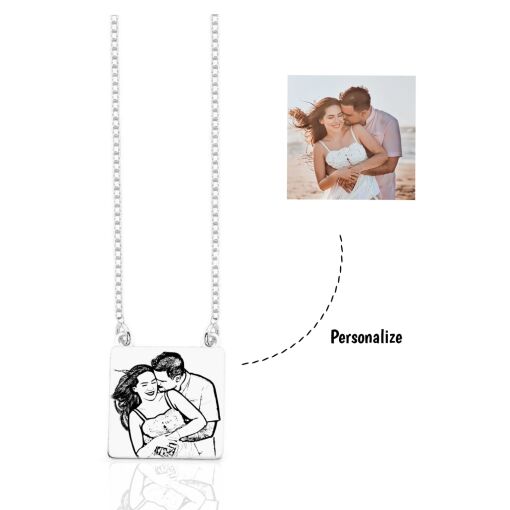 Colar Quadrado Foto Personalizável Prata 925