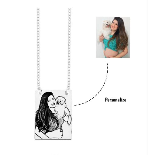 Colar Retangular Foto Personalizável Prata 925