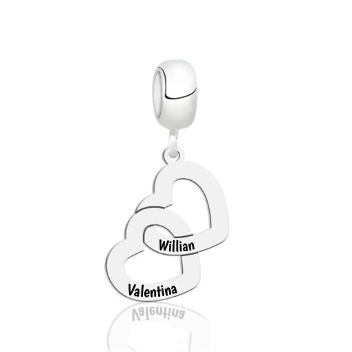 Berloque de Prata Personalizável Dois Corações