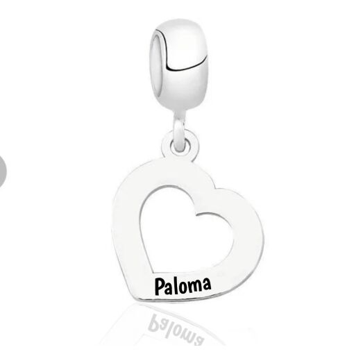 Berloque de Prata Coração com Nome Personalizável