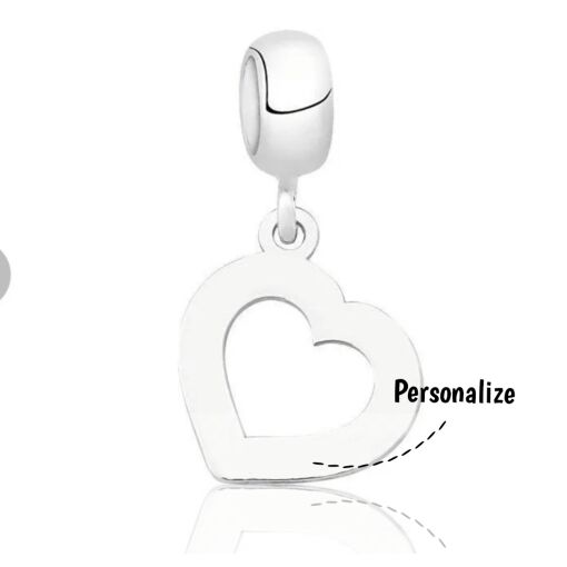 Berloque de Prata Coração com Nome Personalizável