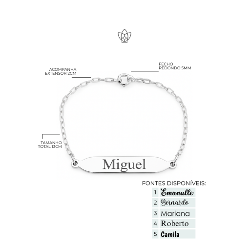 Pulseira de Prata Infantil Personalizável