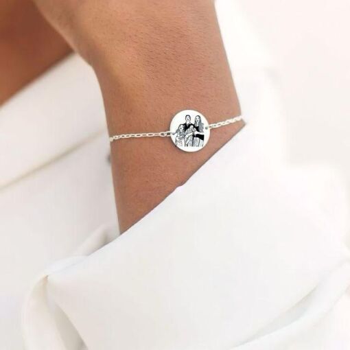 Pulseira Medalha Foto Cartie Personalizável Prata 925