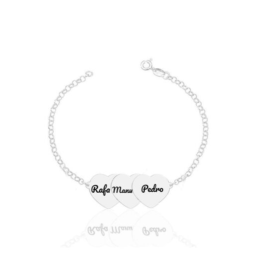 Pulseira Chapa Coração Personalizável Prata 925