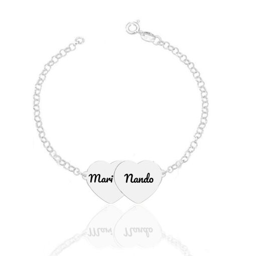 Pulseira Chapa Coração Personalizável Prata 925