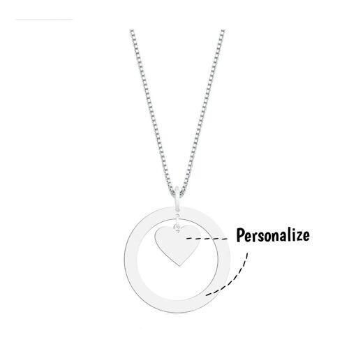 Pingente Aro e Coração Personalizável Prata 925