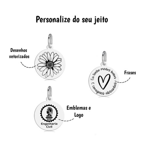 Pingente de Prata Medalha Personalizável