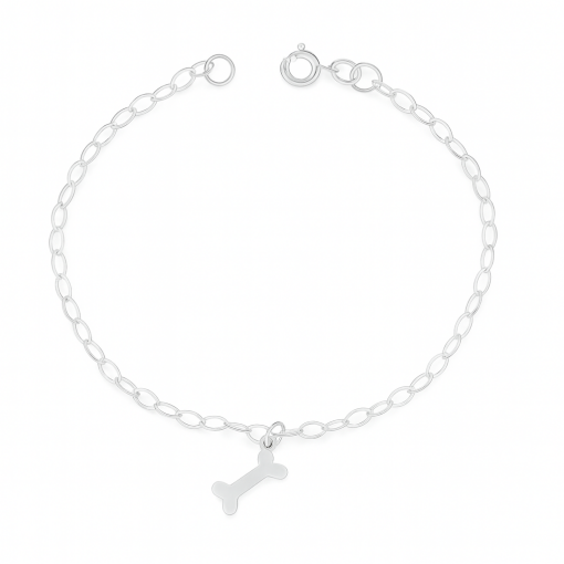 Pulseira de Prata com Pingente de Osso Personalizável