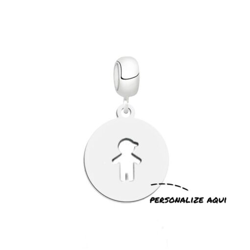 Berloque de Prata Medalha Filhos Personalizável