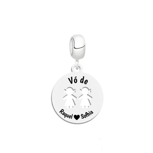 Berloque de Prata Medalha Filhos Personalizável