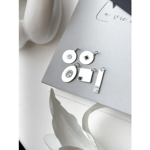 Pingente Oval Liso com Zircônia Prata 925