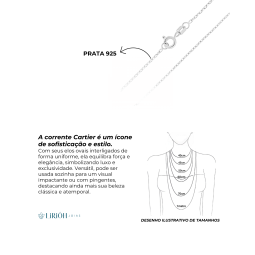 Corrente de Prata Cartie Média 60cm