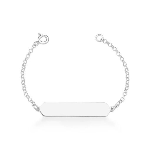 Pulseira de Prata Infantil Placa Personalizável