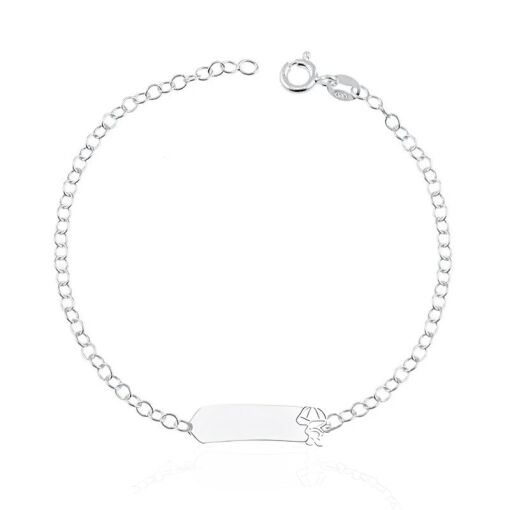 Pulseira de Prata Infantil Placa Menino Vazado Personalizável