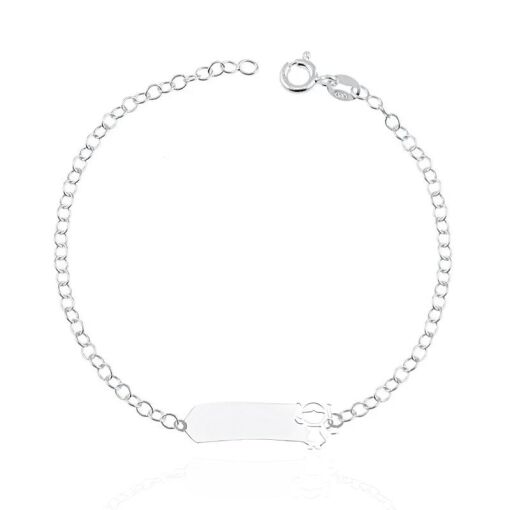 Pulseira de Prata Infantil Placa Menina Vazada Personalizável