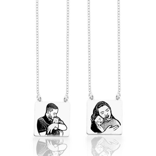 Escapulário Quadrado Foto Personalizável Prata 925