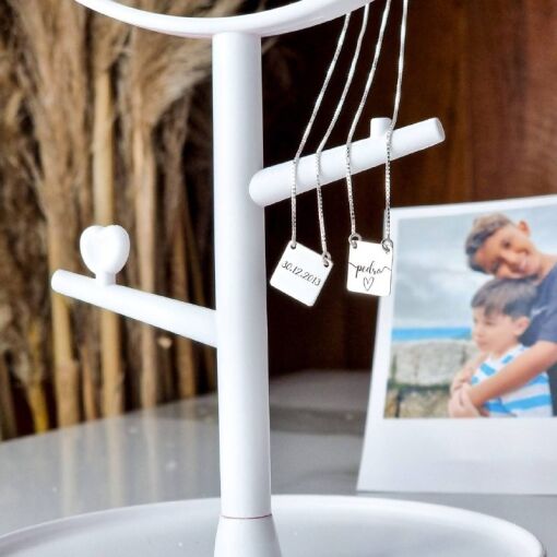 Escapulário de Prata Personalizável Quadrado Escrita
