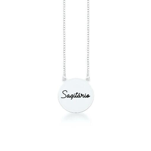 Colar Medalha Sagitário Prata 925