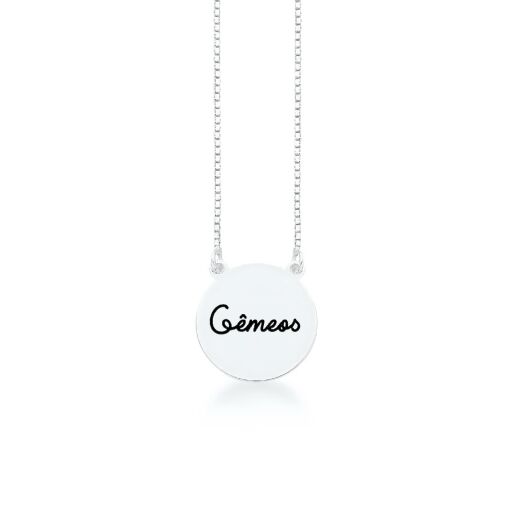 Colar Medalha Gêmeos Prata 925