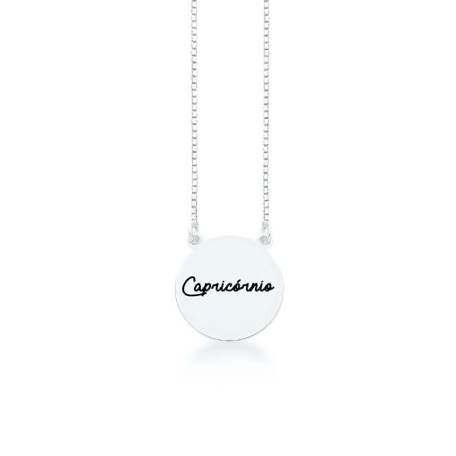 Colar Medalha Capricórnio Prata 925