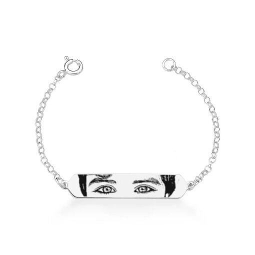 Pulseira de Prata Personalizável Adulto Placa Olhar