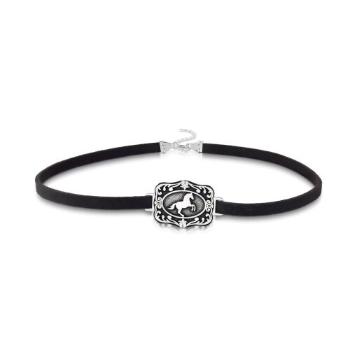 Choker de Camurça Fivela de Prata Personalizável