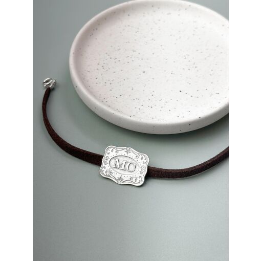 Pulseira Camurça Fivela Personalizável Prata 925