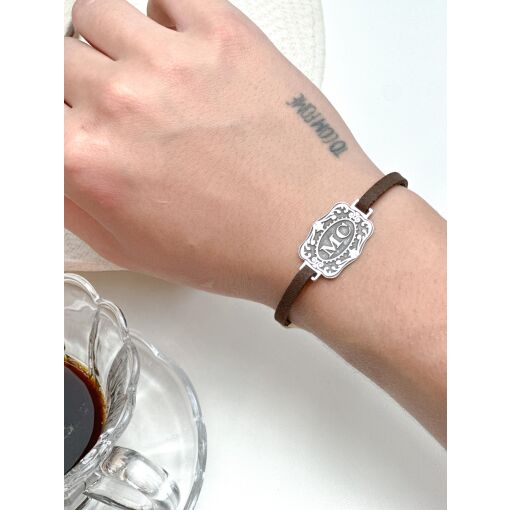Pulseira de Prata Personalizável Fio Camurça Fivela