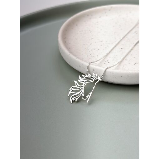 Colar Cavalo Minimalista Vazado Prata 925