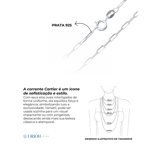 Corrente Cartie Alongada Prata 925