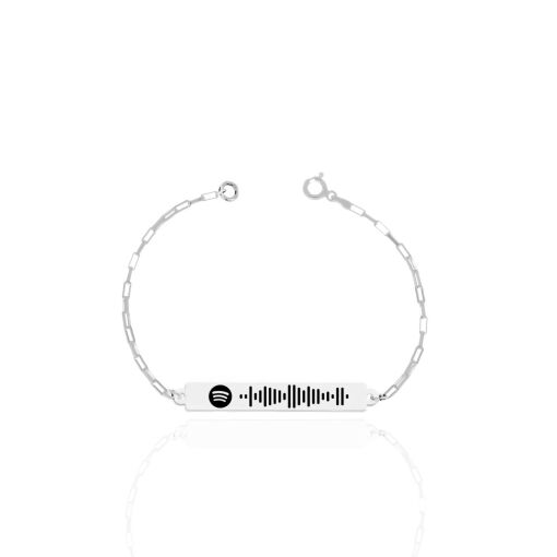 Pulseira Chapa Personalizável QR Code  Prata 925