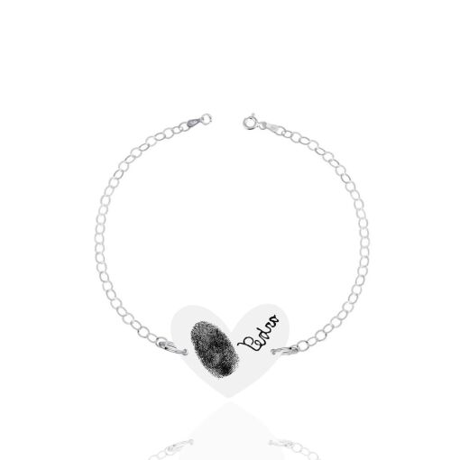 Pulseira Coração Personalizável 15mm Elo Português Prata 925