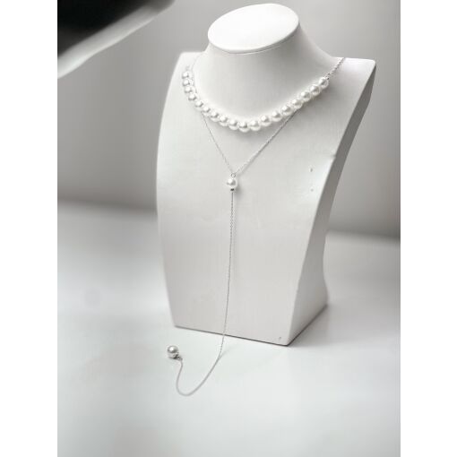 Colar de Prata Choker de Prata Gravata Perola