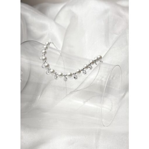 Choker de Prata  Zircônia e Pérolas