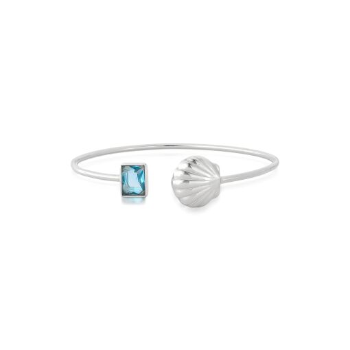 Bracelete de Prata Zircônia Retangular e Concha