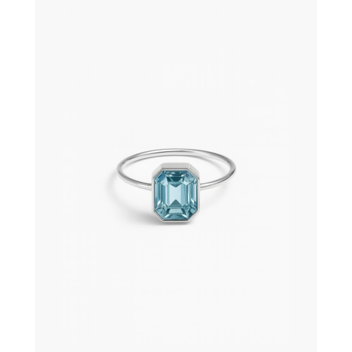 Anel de Prata Cristal Austríaco Azul