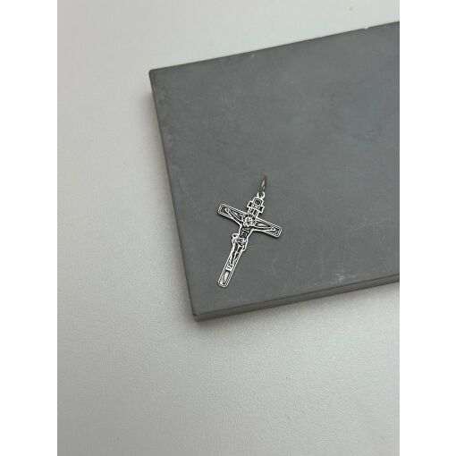 Pingente de Prata Crucifixo com Cristo Envelhecido