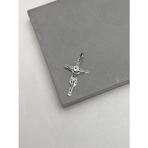Pingente de Prata Crucifixo com Jesus Envelhecido