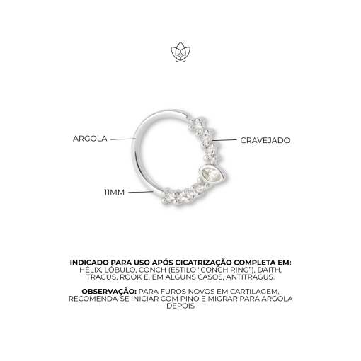 Piercing de Prata Argola Cravedada Indiano
