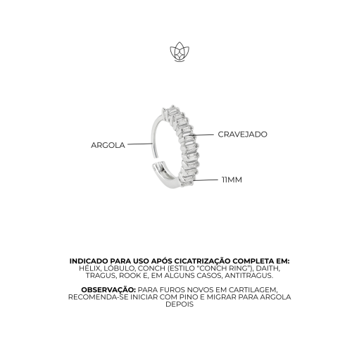 Piercing de Prata Argola Zircônia