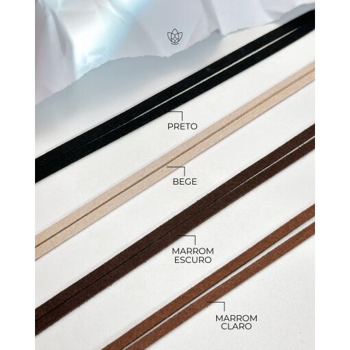 Colar de Prata Gravata Camurça Fivela