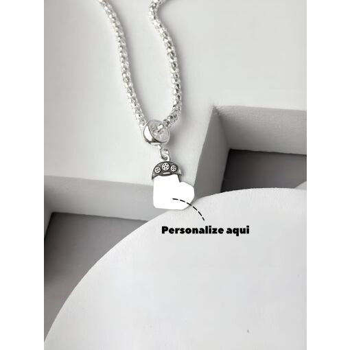 Berloque de Prata Personalizável Coração Chapéu Nordestino