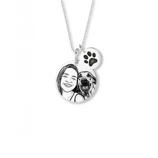 Colar de Prata Personalizável Medalha Foto e Patuá