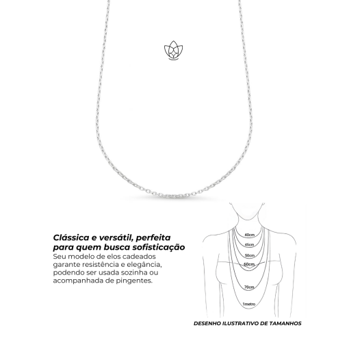 Corrente de Prata Cadeado 45cm
