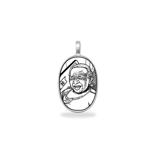 Pingente de Prata Elipse Medalha 2 Fotos Personalizável Com Cont